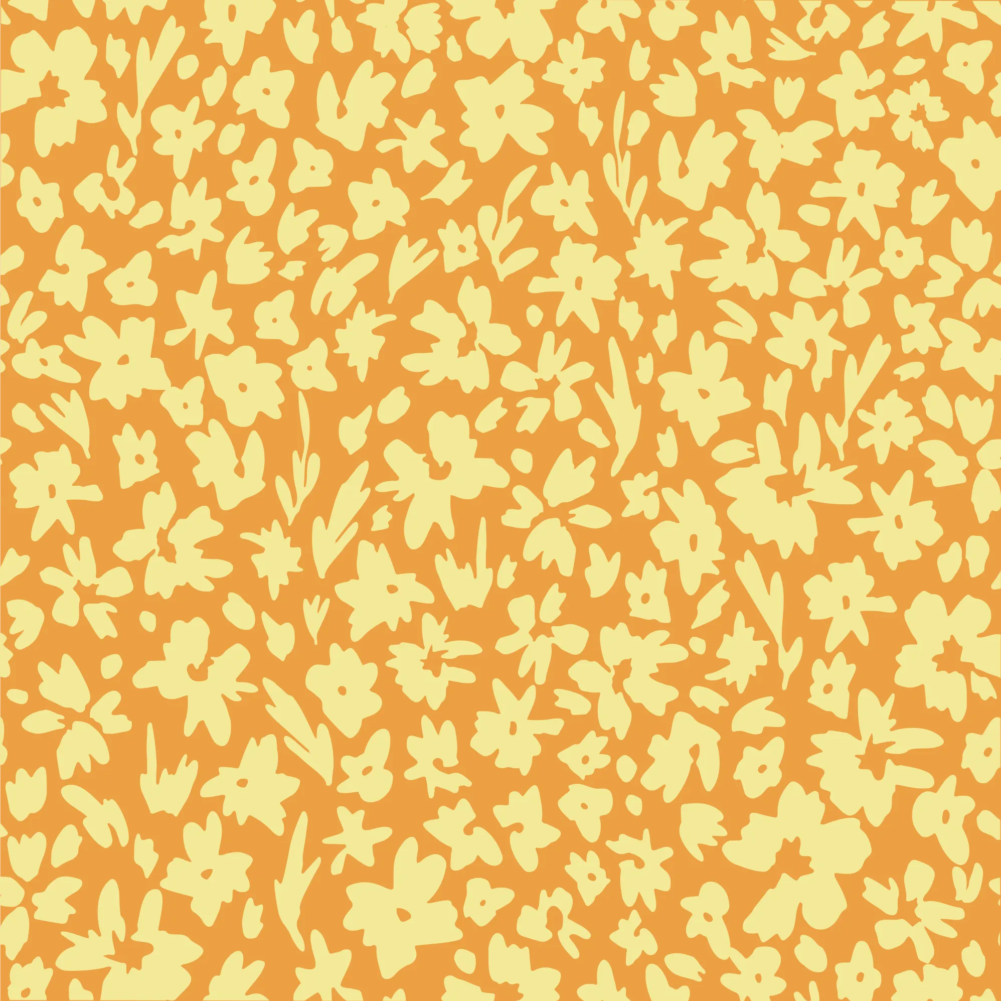 Round Brim - Sketched Floral Tangerine