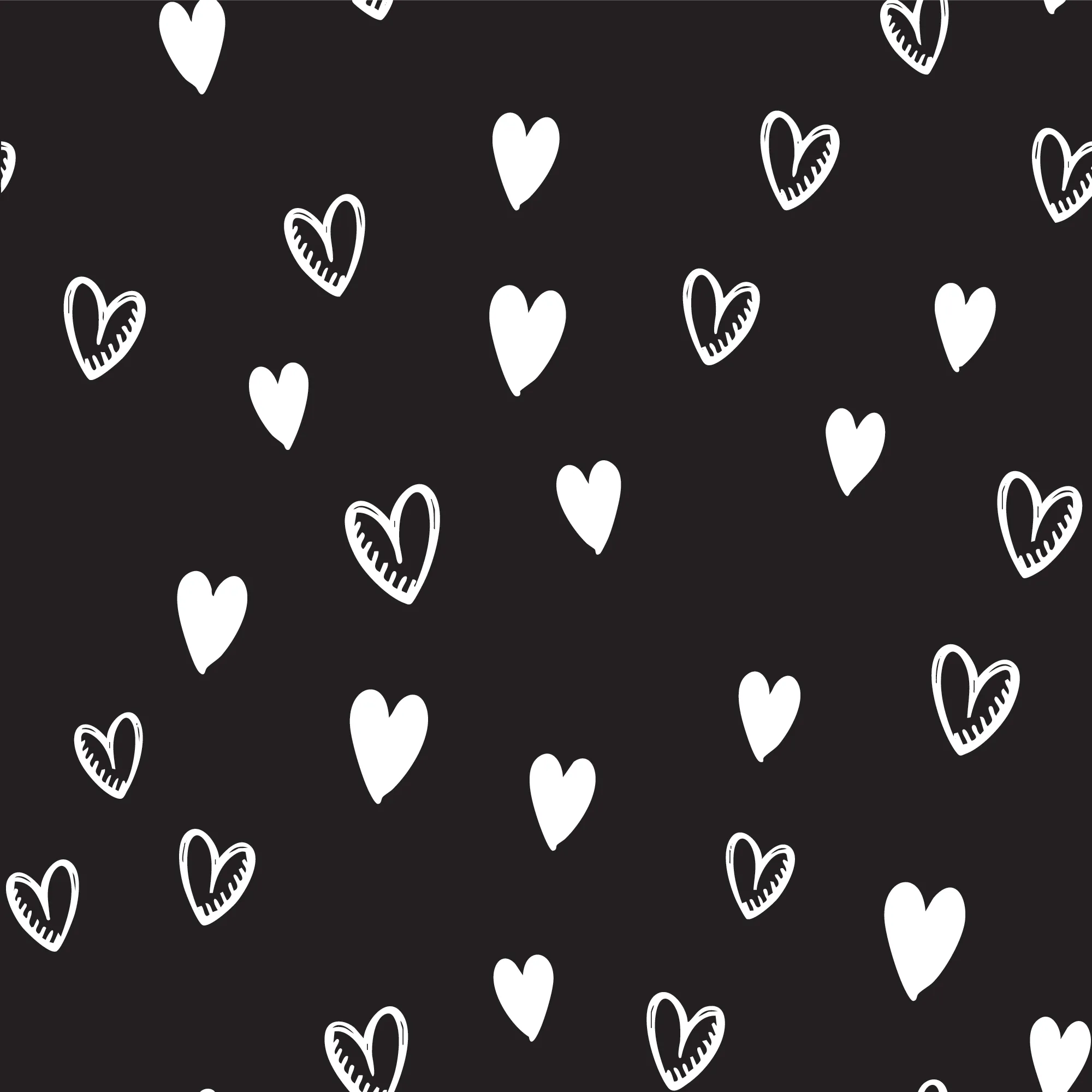 Round Brim - Sketchy Hearts Black w/ White