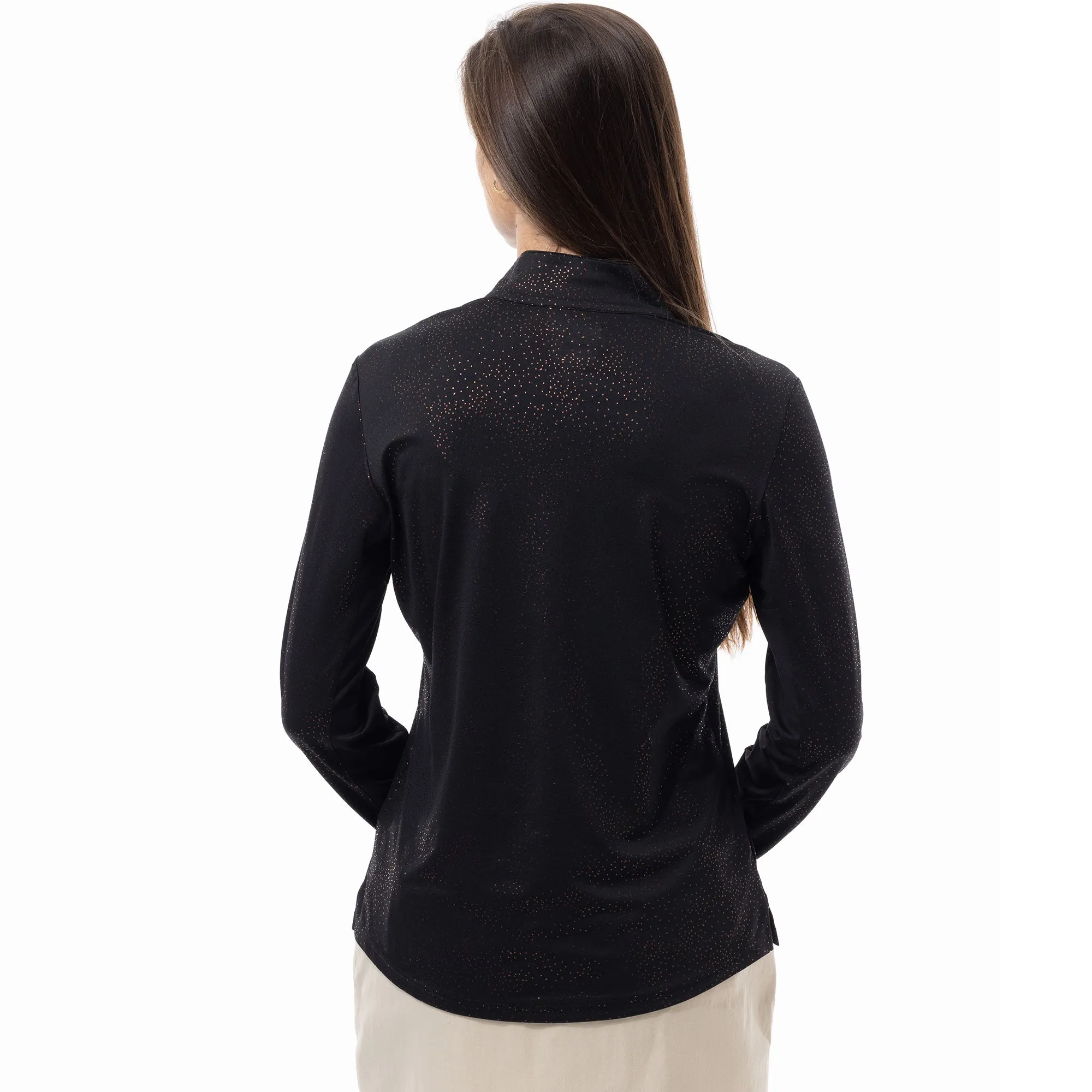 SanSoleil Solshine Foil Print Confetti Mock Womens Long Sleeve Sun Shirt