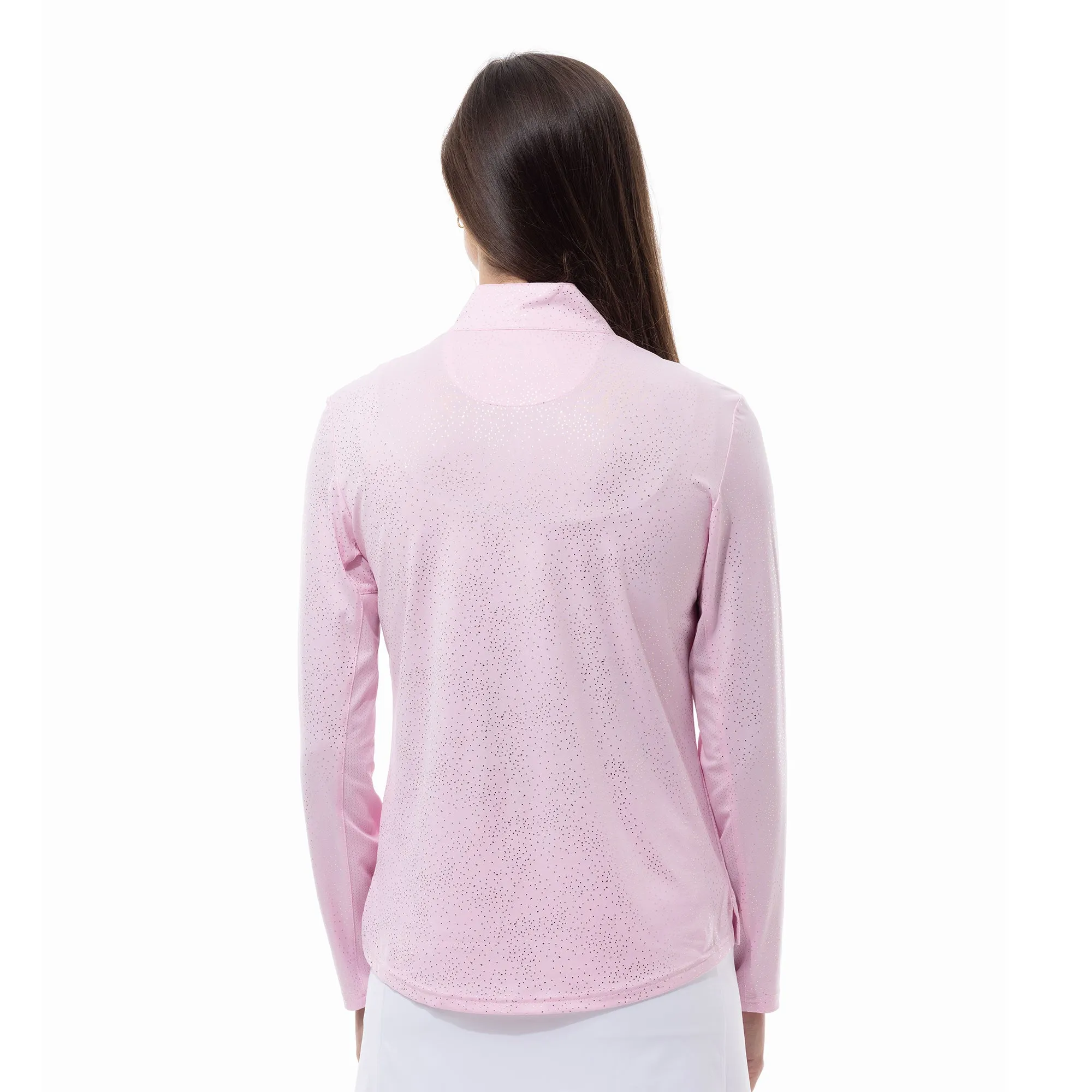 SanSoleil Solshine Foil Print Confetti Mock Womens Long Sleeve Sun Shirt