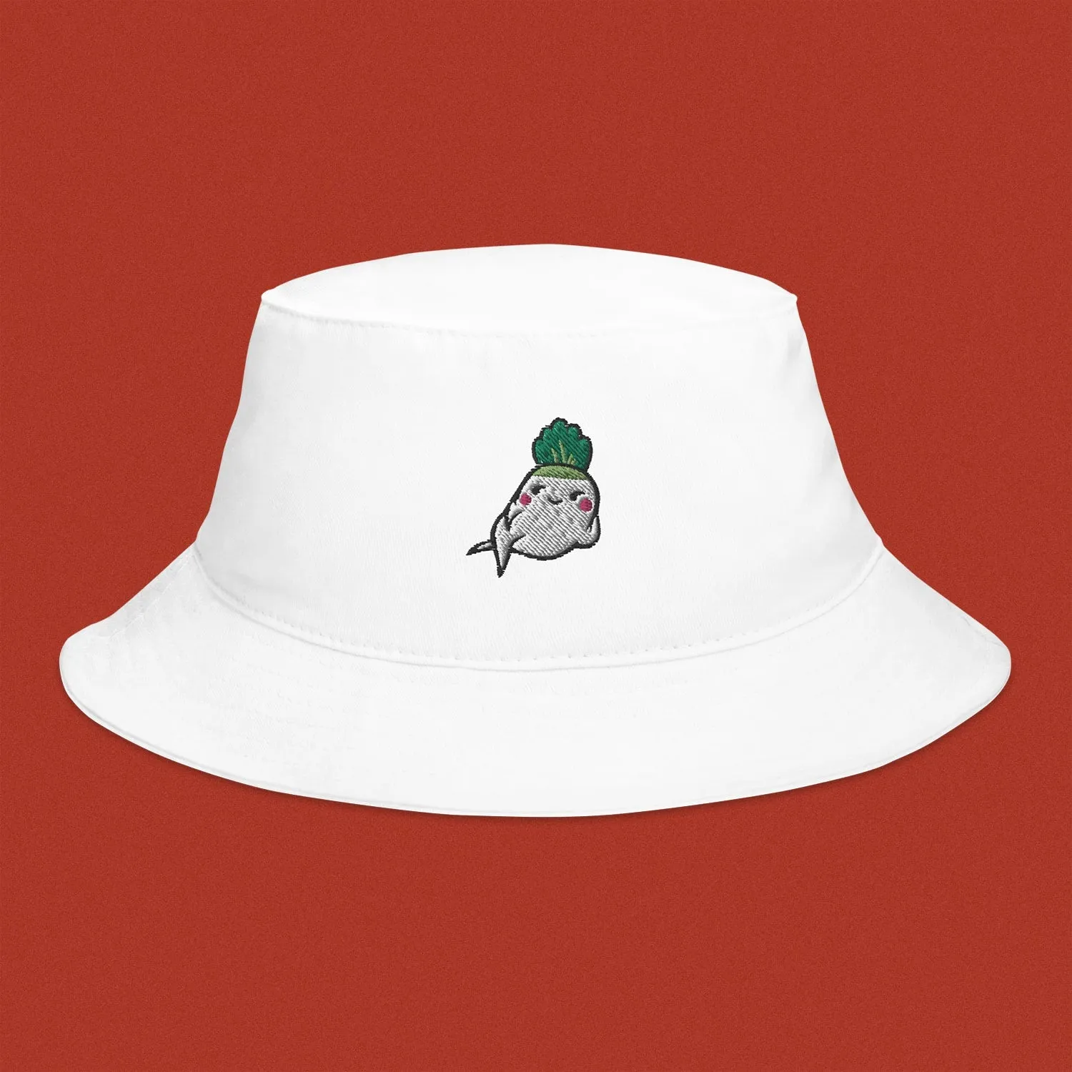 Seductive Daikon Radish Embroidered Bucket Hat