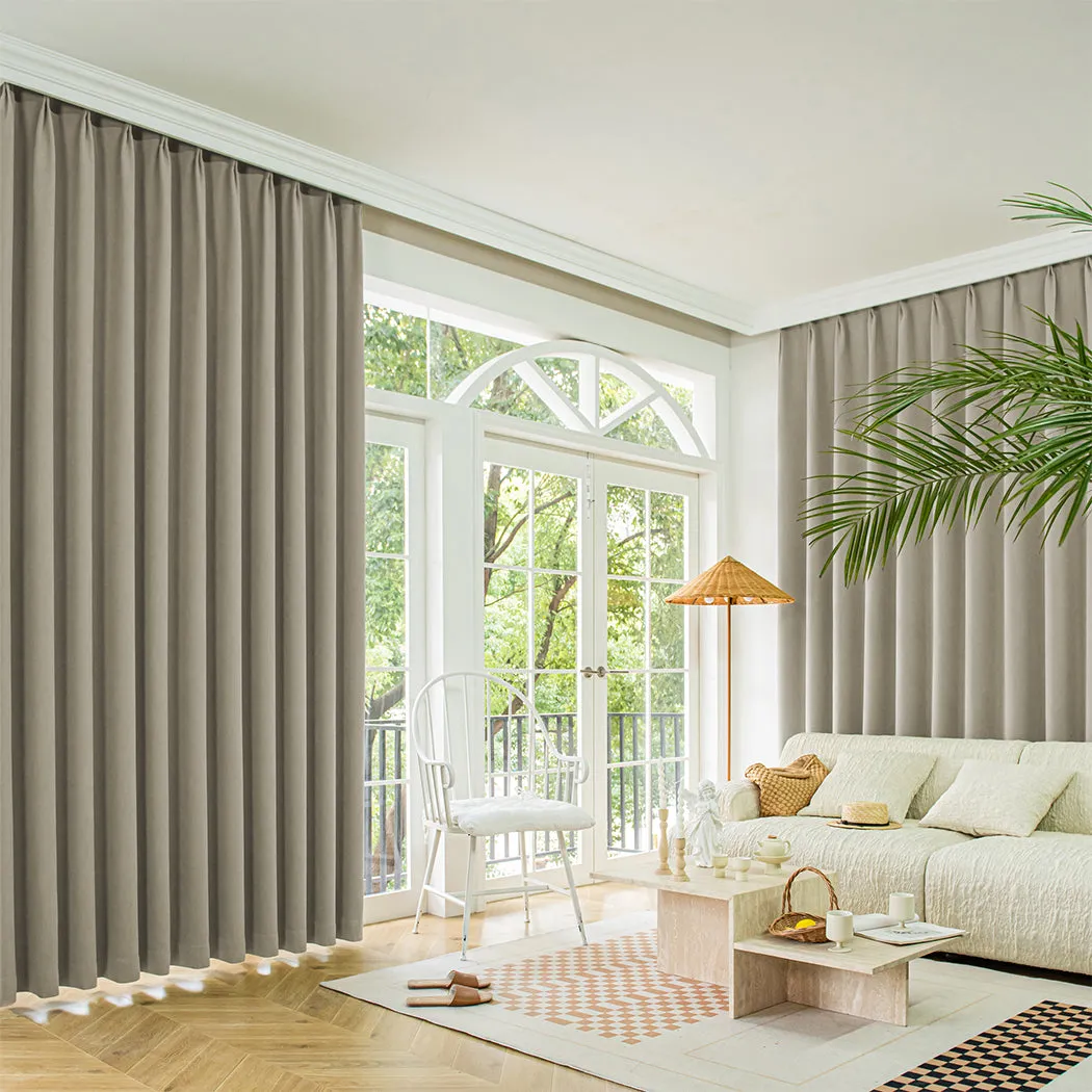 Set of 2 132x250 Blockout Curtains Chenille - Coffee