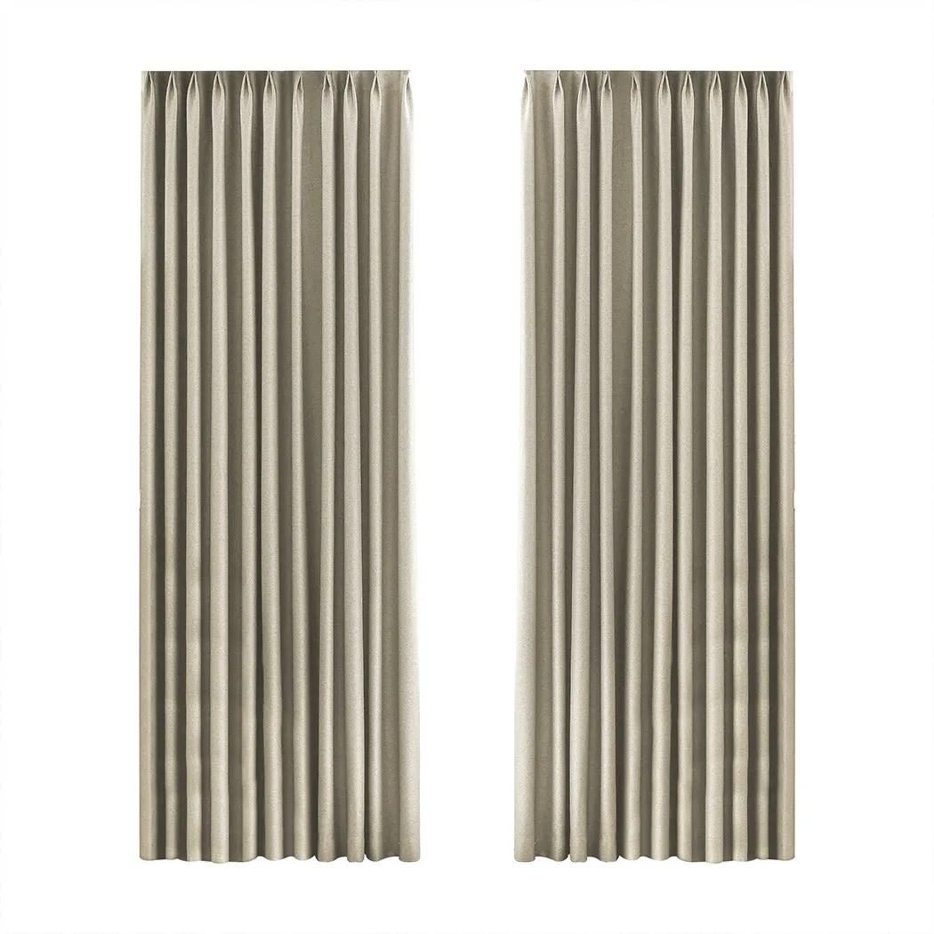 Set of 2 132x250 Blockout Curtains Chenille - Coffee