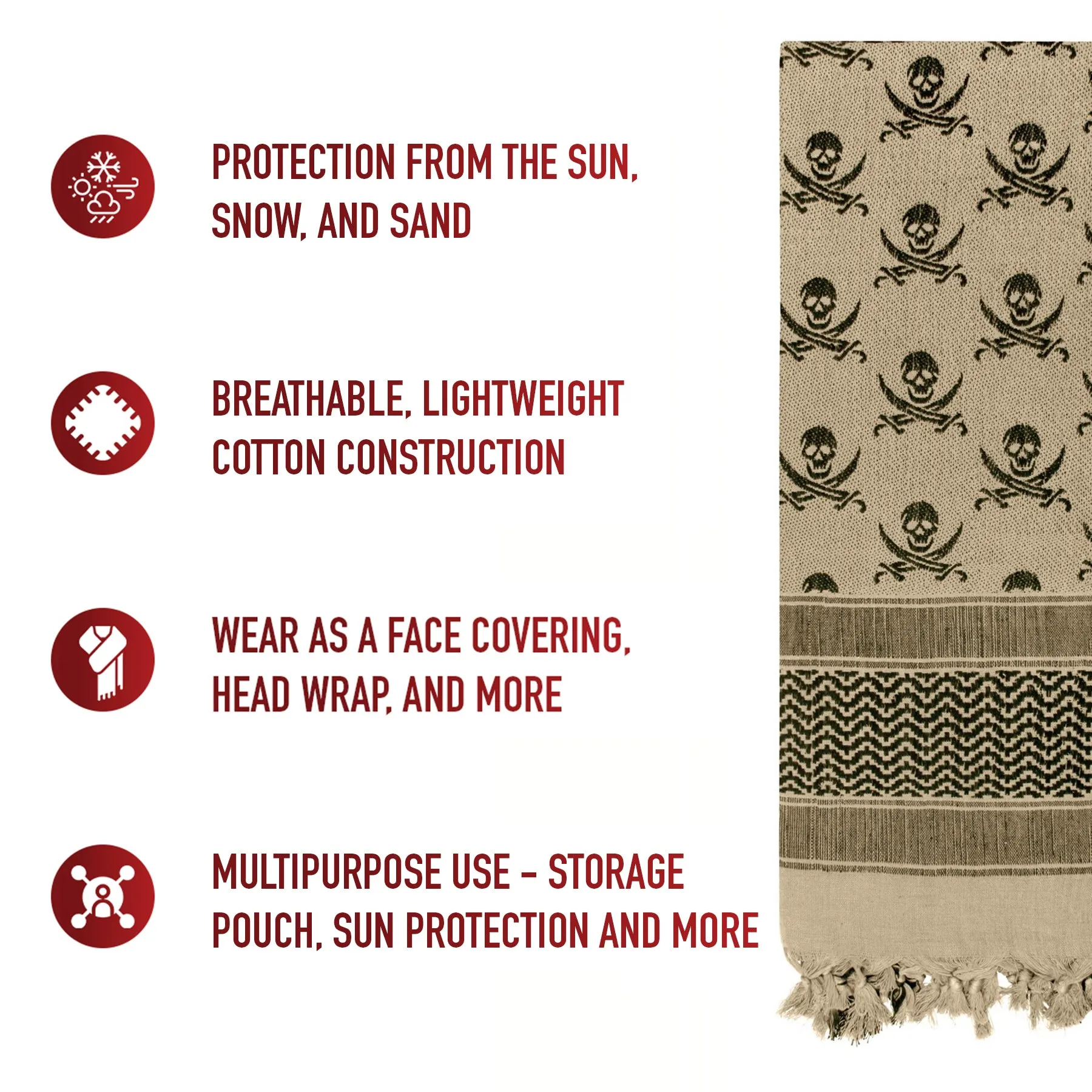 Skulls Shemagh Tactical Desert Keffiyeh Scarf