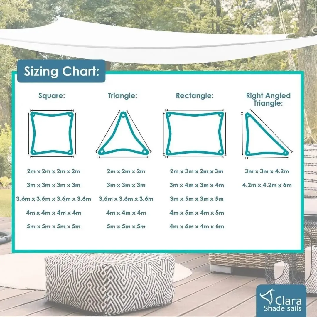 Square 3m - Clara Sun Shade Sail White Waterproof UV Patio Garden Canopy Awning
