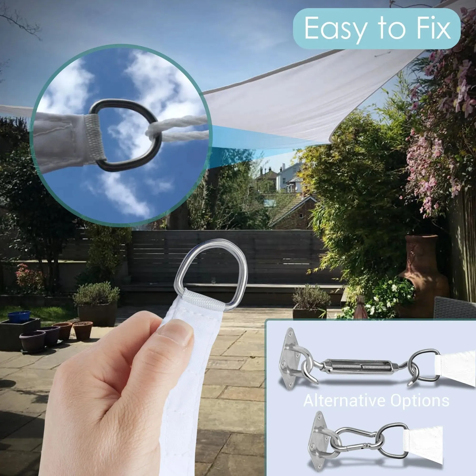 Square 3m - Clara Sun Shade Sail White Waterproof UV Patio Garden Canopy Awning