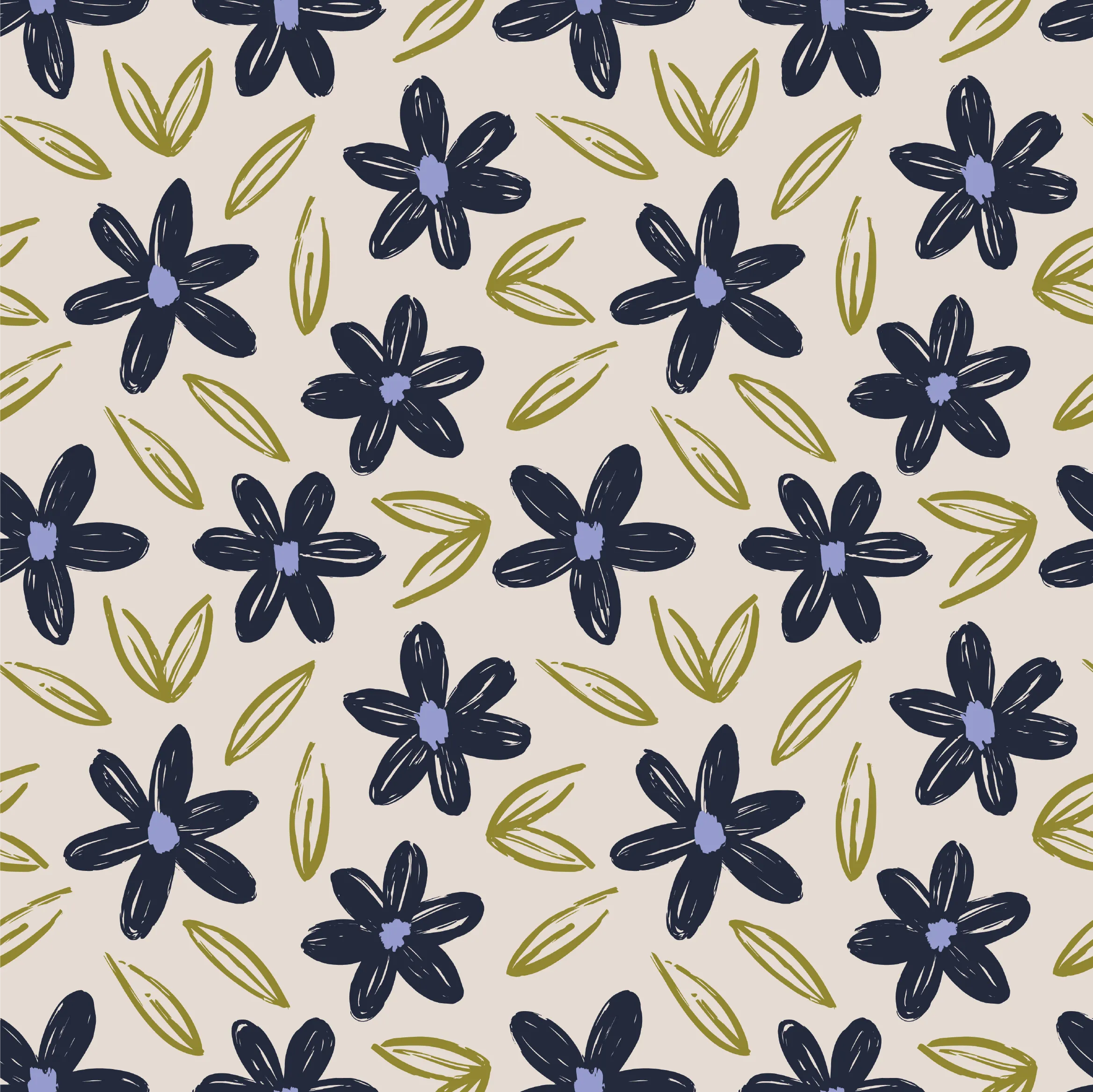 Square Brim - Flax w/ Navy Floral