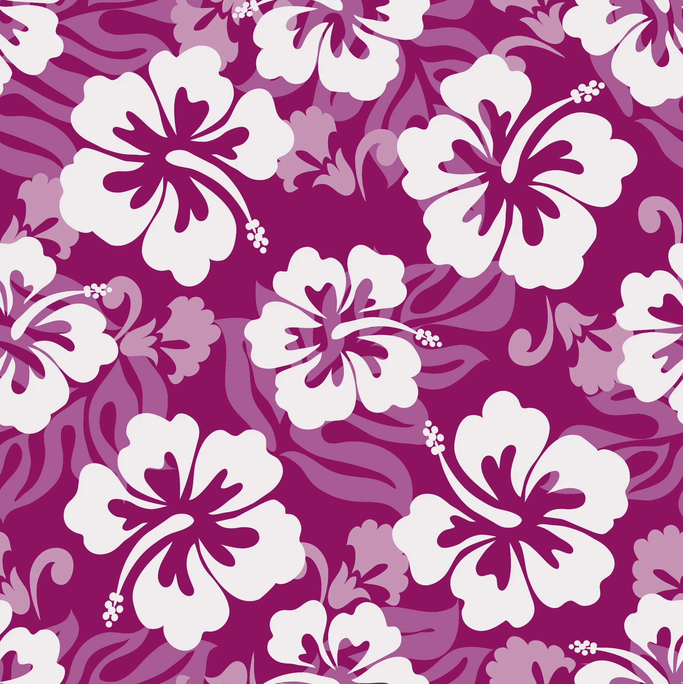 Square Brim - Viva Magenta Hawaiian Print