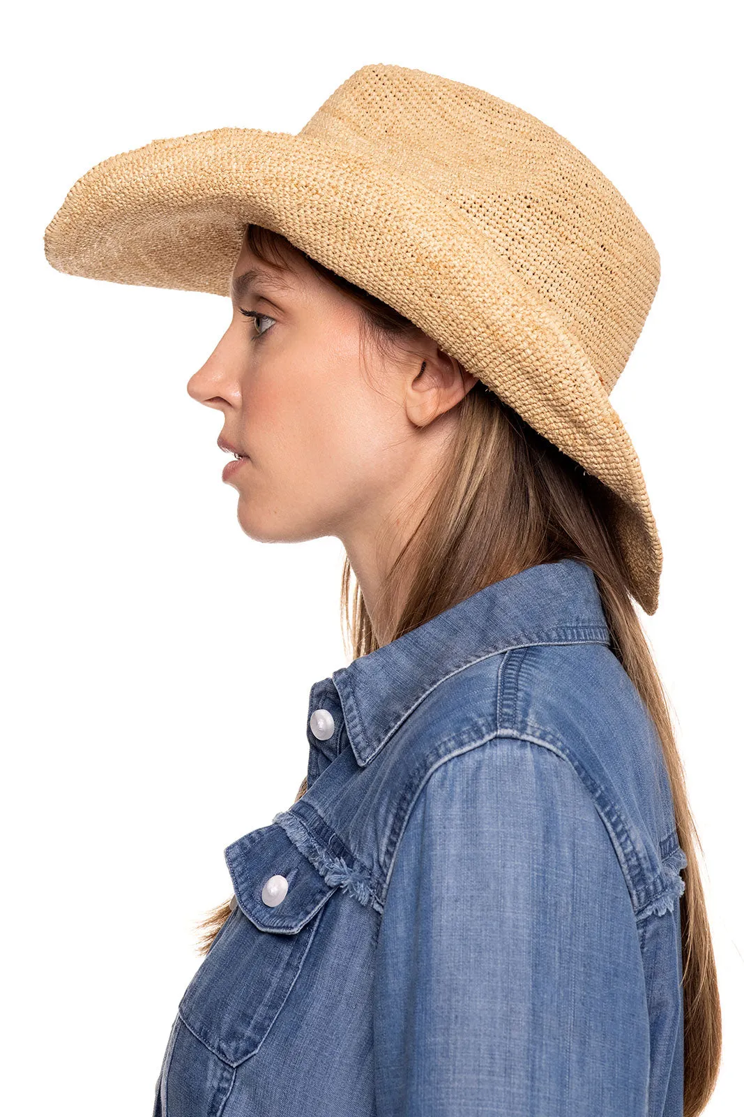 Stagecoach Crochet Raffia Western Hat | Natural