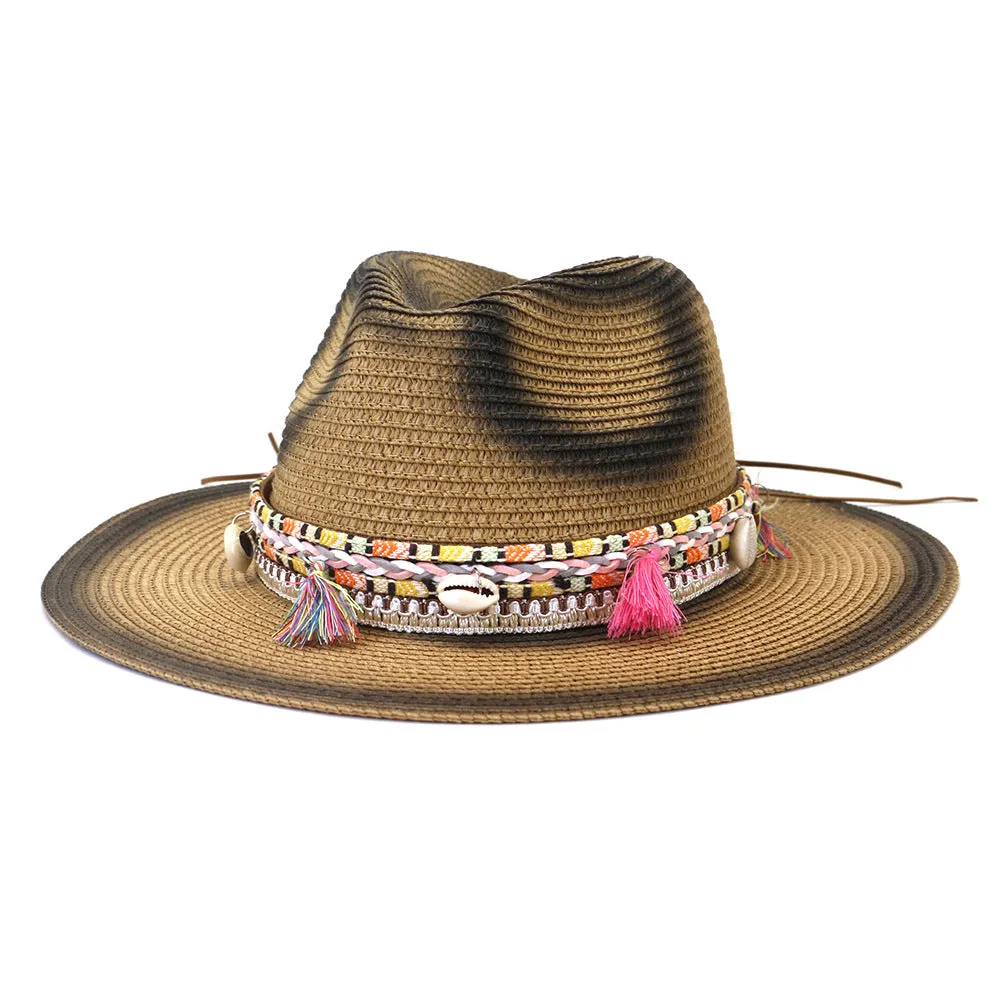 Straw Cowboy Hats Sun Shade Jazz Hat Beach Hat
