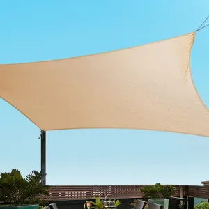 Sun Shade Sail Cloth Shadecloth Rectangle Canopy Sand 280gsm 2x4m