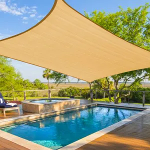 Sun Shade Sails Canopy, Sand Curved Outdoor Shade Canopy 16'X20' Breathable UV Block Canopy for Outdoor Patio Garden