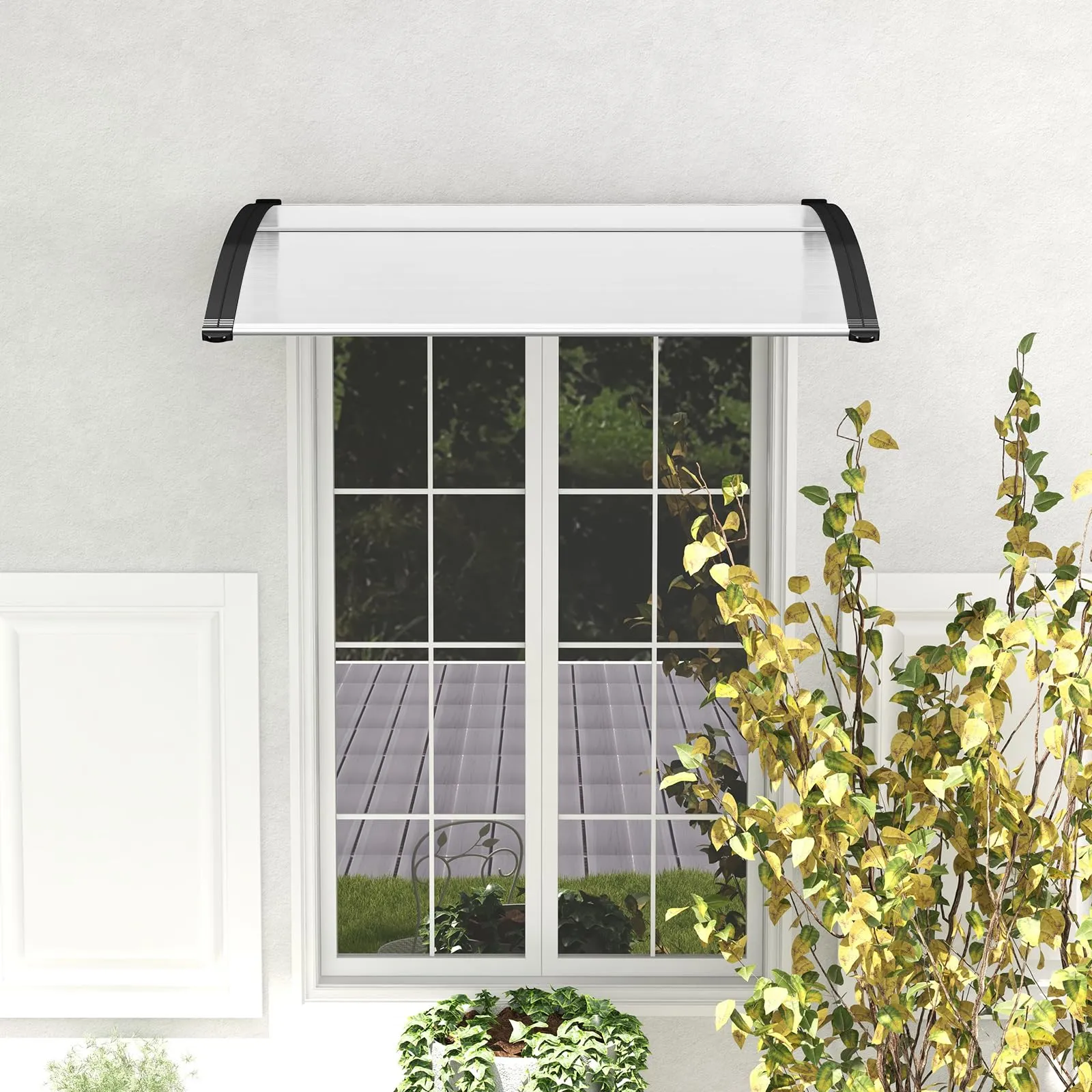 Tangkula 40" x 48" Window Awning, Modern Polycarbonate Overhead Door Awning