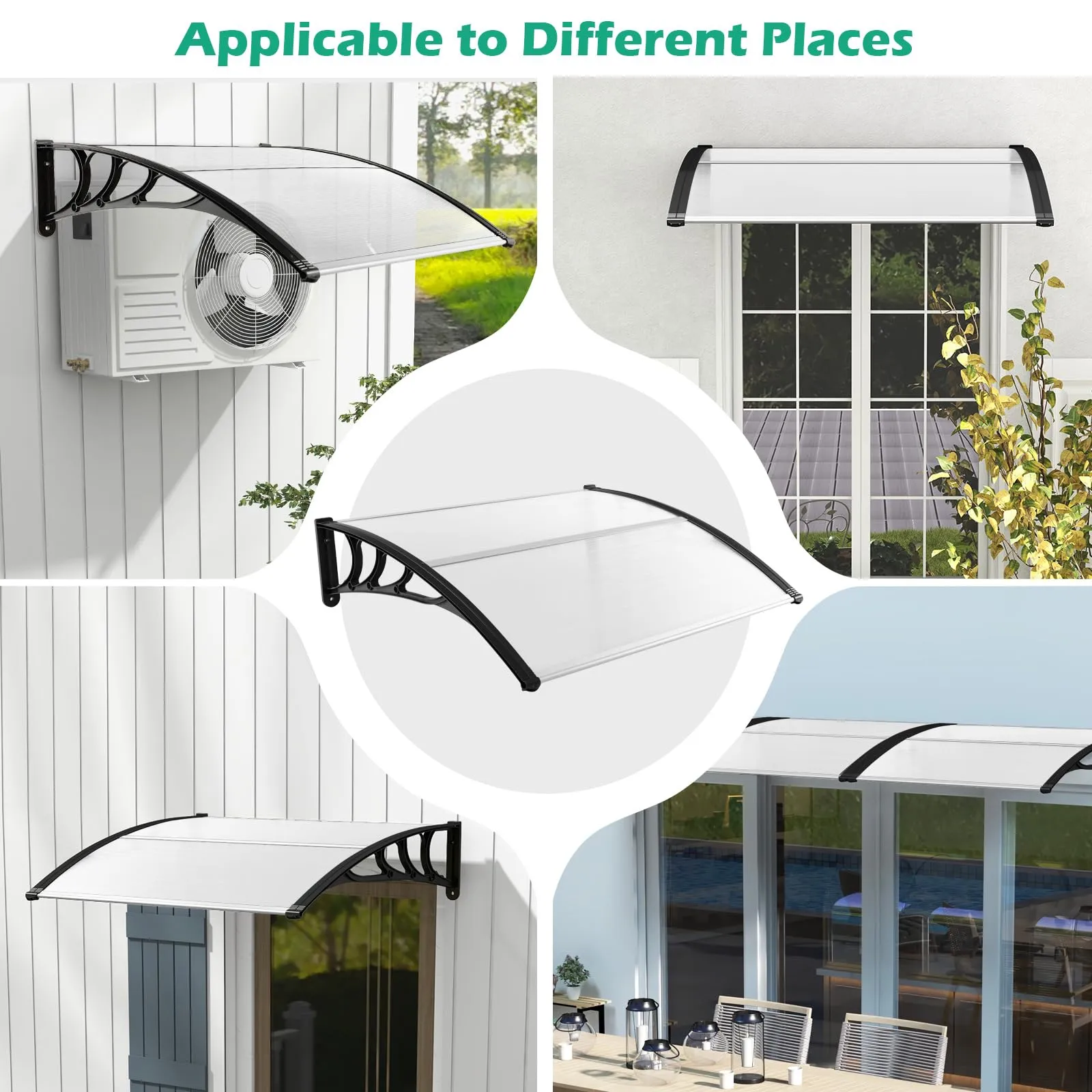 Tangkula 40" x 48" Window Awning, Modern Polycarbonate Overhead Door Awning