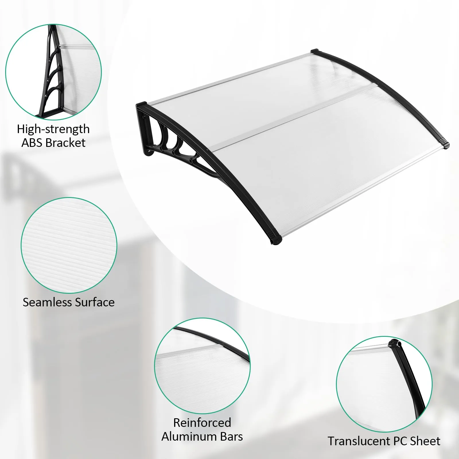 Tangkula 40" x 48" Window Awning, Modern Polycarbonate Overhead Door Awning