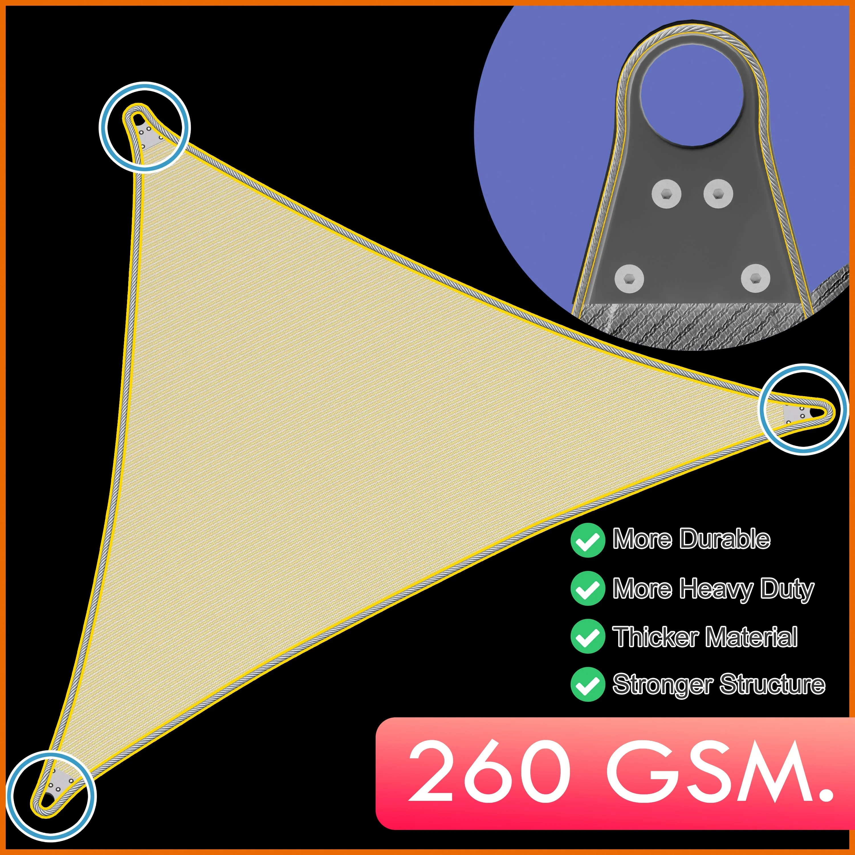 Triangle Super Ring - Heavy Duty, Super Durable Sun Shade Sail | 5 Colors & 10 Sizes