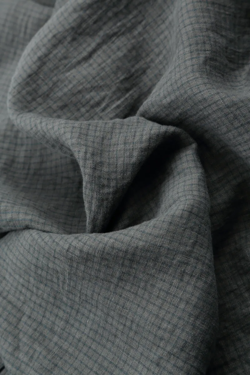 Truffle Grid Check Linen Scarf