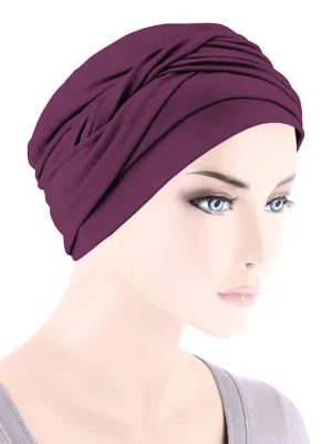 TWIST-PLUM#Twisty Turban in Buttery Soft Plum