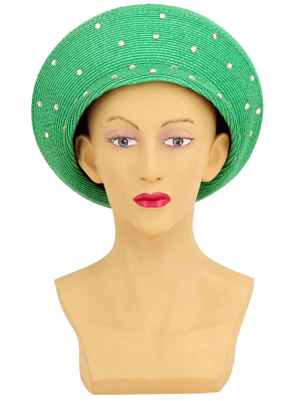 Vintage 1960s Green Diamante Beret Hat