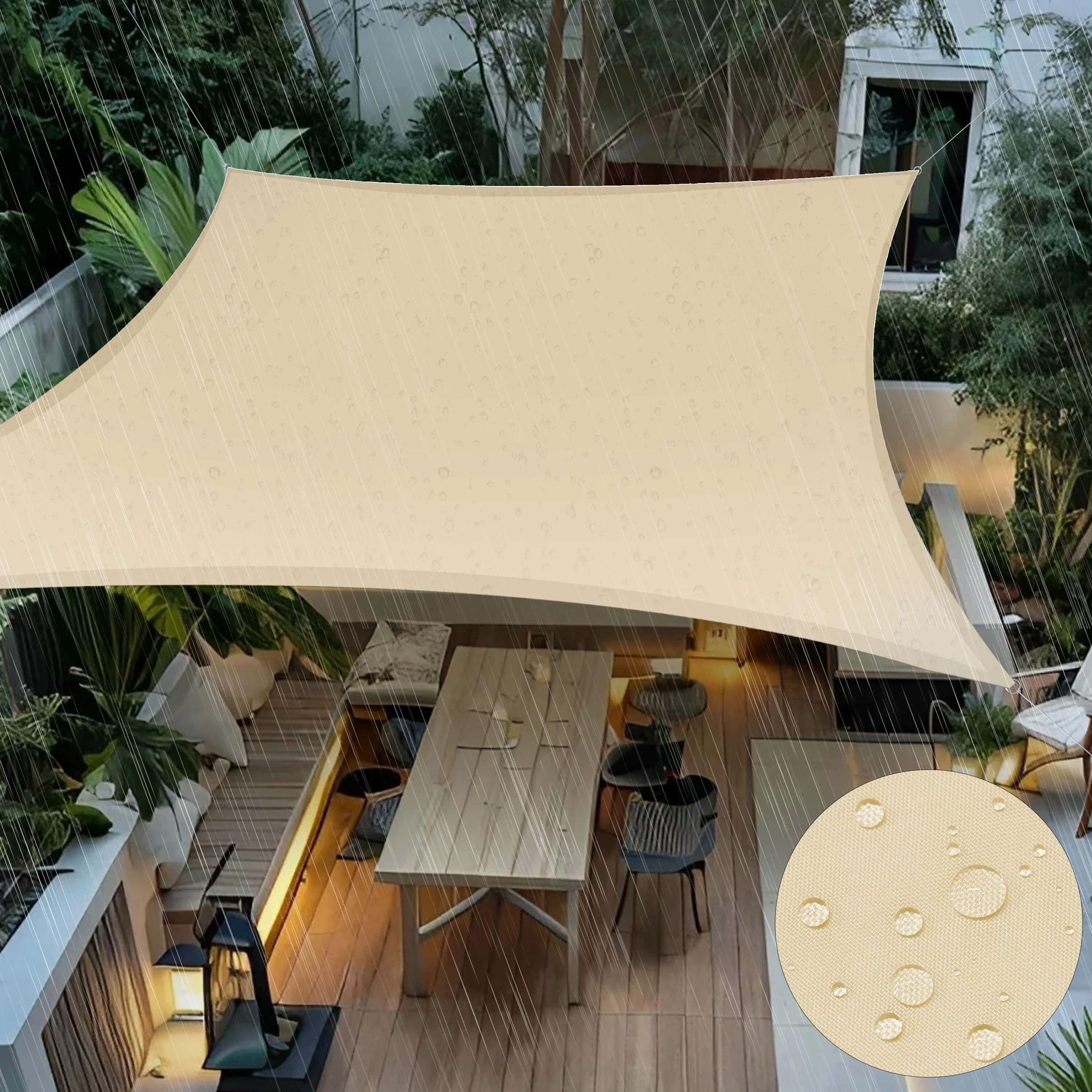 Waterproof Square Shade Sail Outdoor Canopy For Patio/Pool