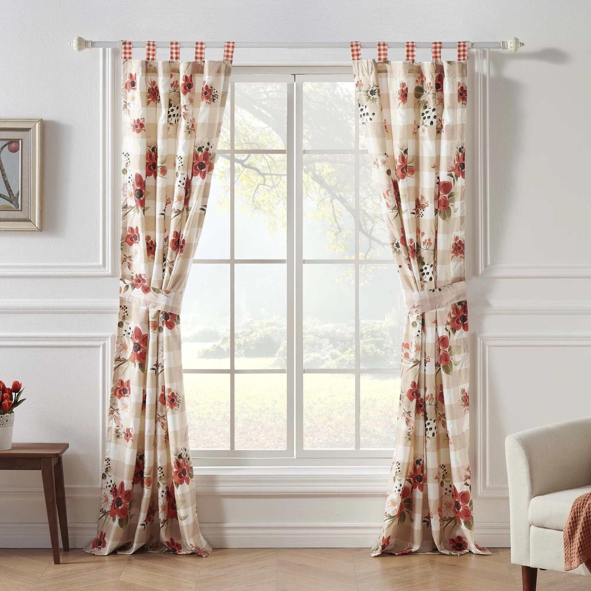 Wheatly Farmhouse Gingham Blackout Curtain Panels Pair 48" x 84" Greenland Home Fashion