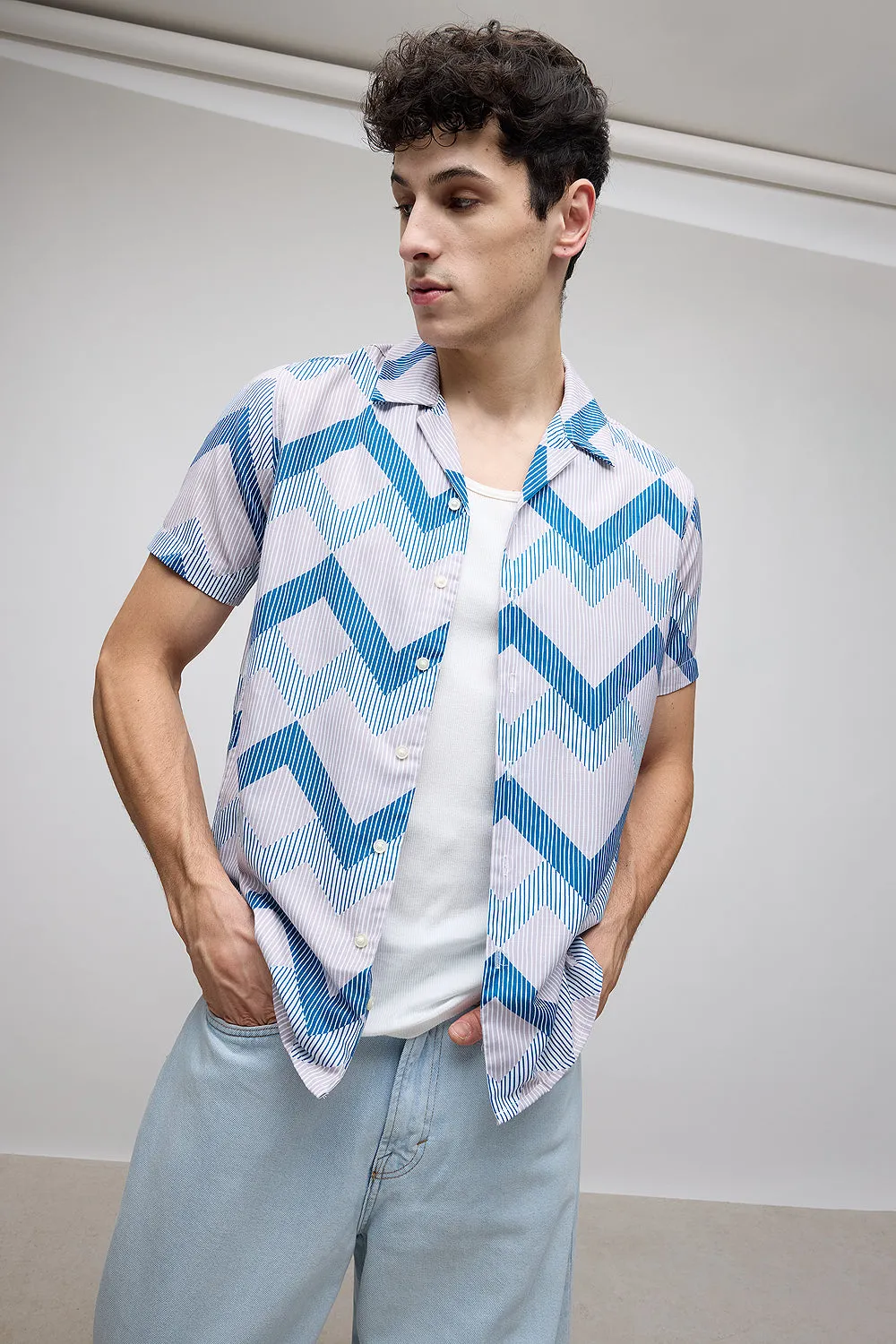 Zig Zag Stripe Men's Resort Shirt