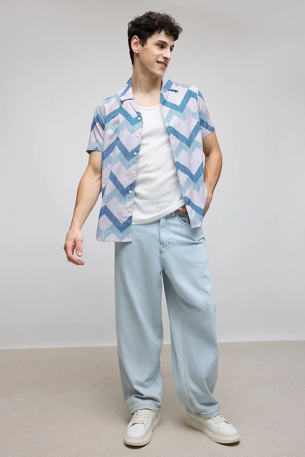 Zig Zag Stripe Men's Resort Shirt